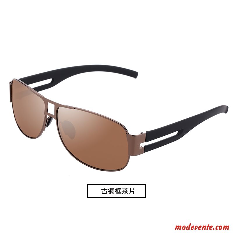 Lunettes De Soleil Homme Aviateur Conduire Gros Le Nouveau Tendance Noir Gris
