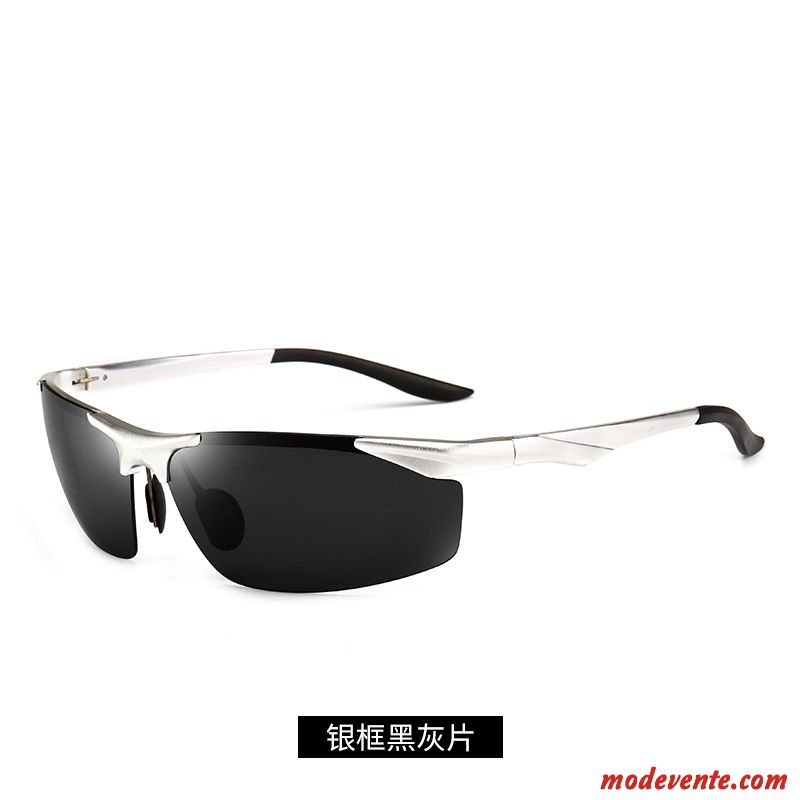 Lunettes De Soleil Homme Chauffeur Pêche Le Nouveau Magnésium D'aluminium Tendance Conduire Noir Argent Gris