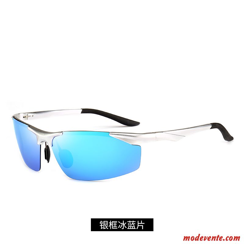 Lunettes De Soleil Homme Chauffeur Pêche Le Nouveau Magnésium D'aluminium Tendance Conduire Noir Argent Gris