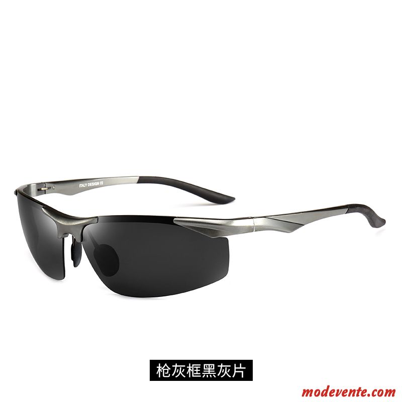 Lunettes De Soleil Homme Chauffeur Pêche Le Nouveau Magnésium D'aluminium Tendance Conduire Noir Argent Gris