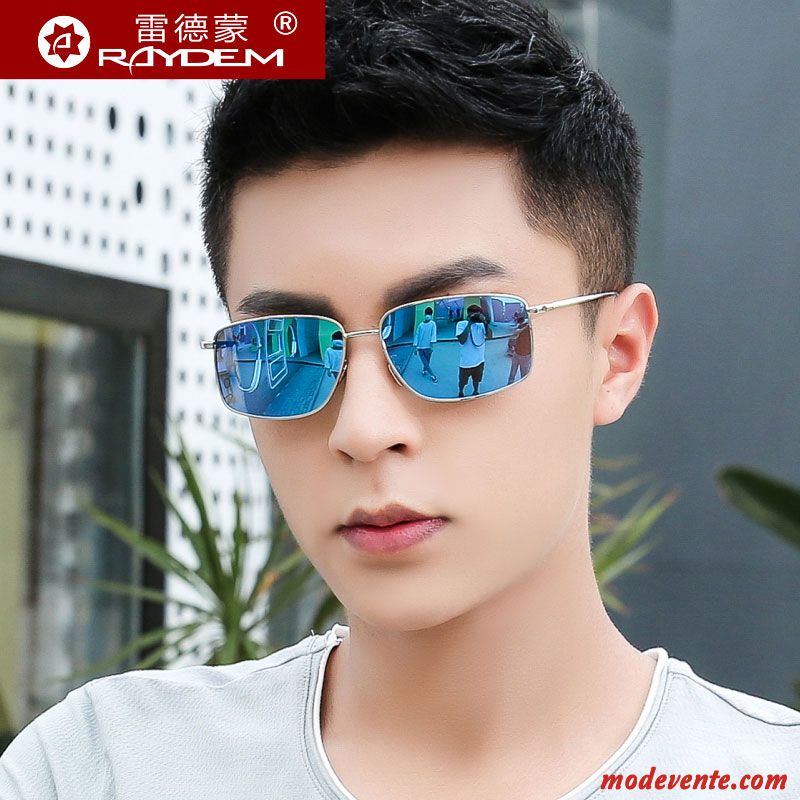 Lunettes De Soleil Homme Conduire Femme Personnalité Tendance Visage Rond Chauffeur Bleu