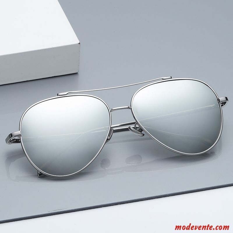 Lunettes De Soleil Homme Conduire Rétro Aviateur Femme Tendance Argent