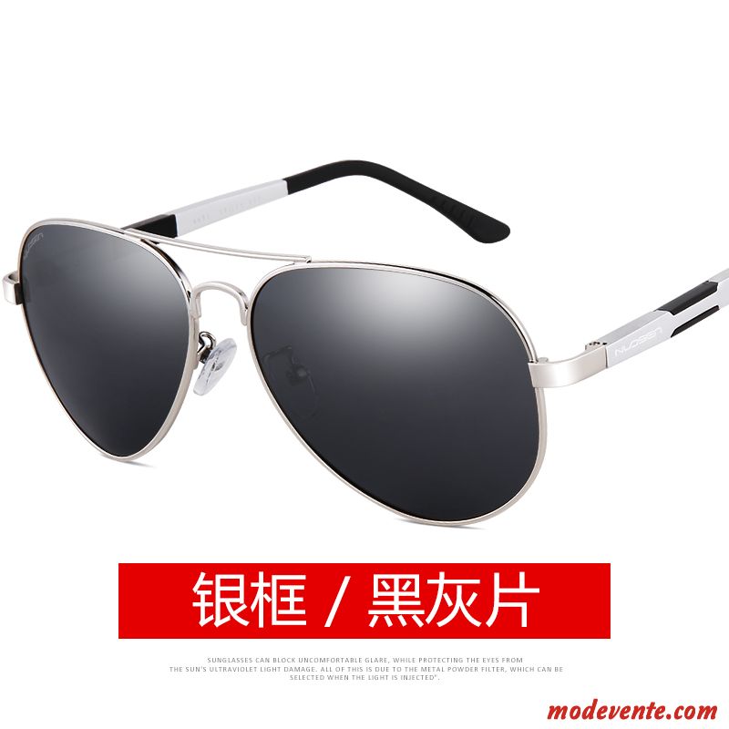 Lunettes De Soleil Homme Confortable Conduire Personnalité Le Nouveau Tendance Magnésium D'aluminium Noir Argent Gris