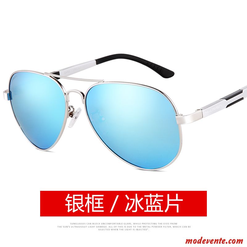 Lunettes De Soleil Homme Confortable Conduire Personnalité Le Nouveau Tendance Magnésium D'aluminium Noir Argent Gris