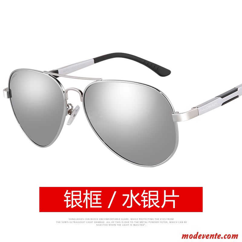 Lunettes De Soleil Homme Confortable Conduire Personnalité Le Nouveau Tendance Magnésium D'aluminium Noir Argent Gris