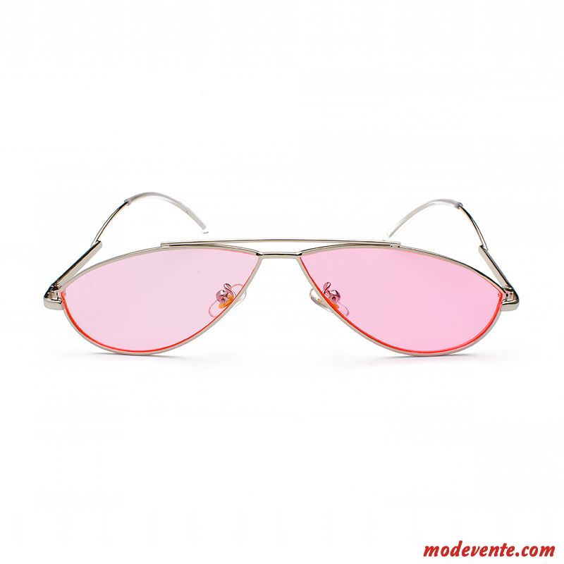 Lunettes De Soleil Homme Femme Rond Tendance Réseau Tir De Rue Personnalité Rouge Rose Argent