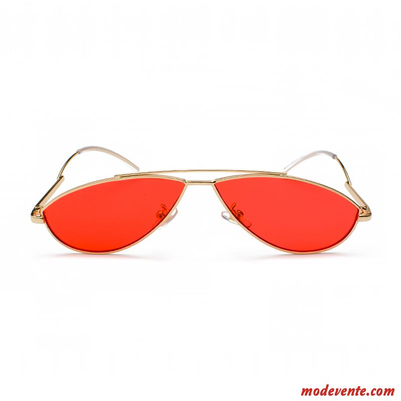 Lunettes De Soleil Homme Femme Rond Tendance Réseau Tir De Rue Personnalité Rouge Rose Argent