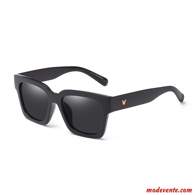 Lunettes De Soleil Homme Gros Le Nouveau Longue Tendance Conduire Visage Rond Noir Argent