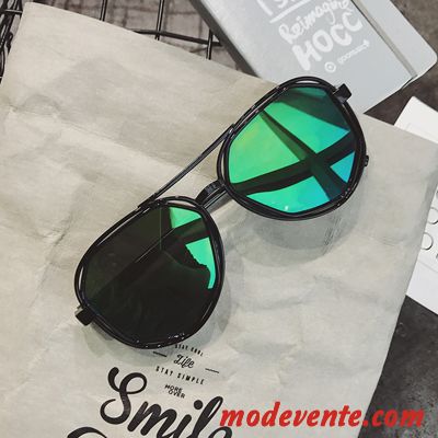 Lunettes De Soleil Homme Le Nouveau Mode Personnalité Tendance Rétro Art Noir Vert Argent