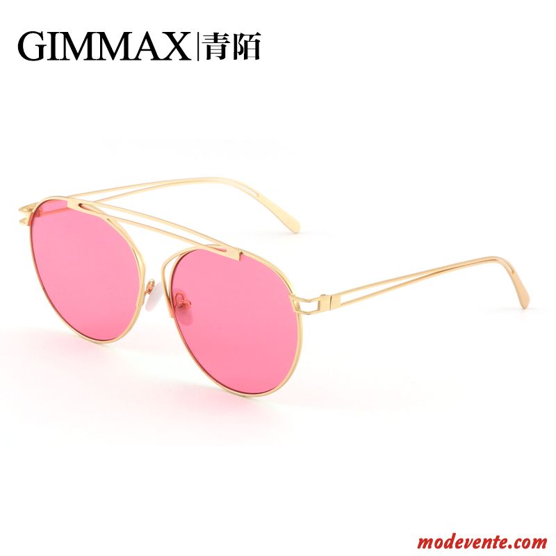 Lunettes De Soleil Homme Le Nouveau Visage Rond Tendance Transparent Modèles Féminins Gros Rouge Or