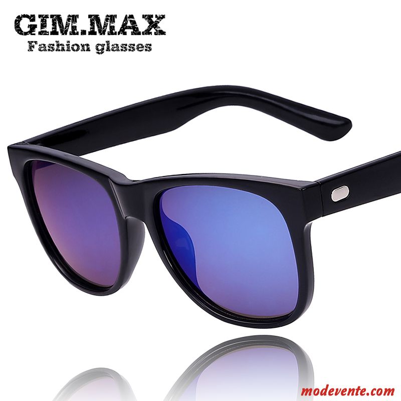 Lunettes De Soleil Homme Personnalité Tendance Coloré Réfléchissant Rétro Amoureux Bleu Noir