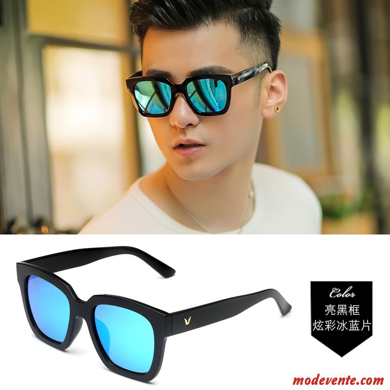 Lunettes De Soleil Homme Polarisant Coloré Tendance Chauffeur Rétro Myopie Bleu Noir