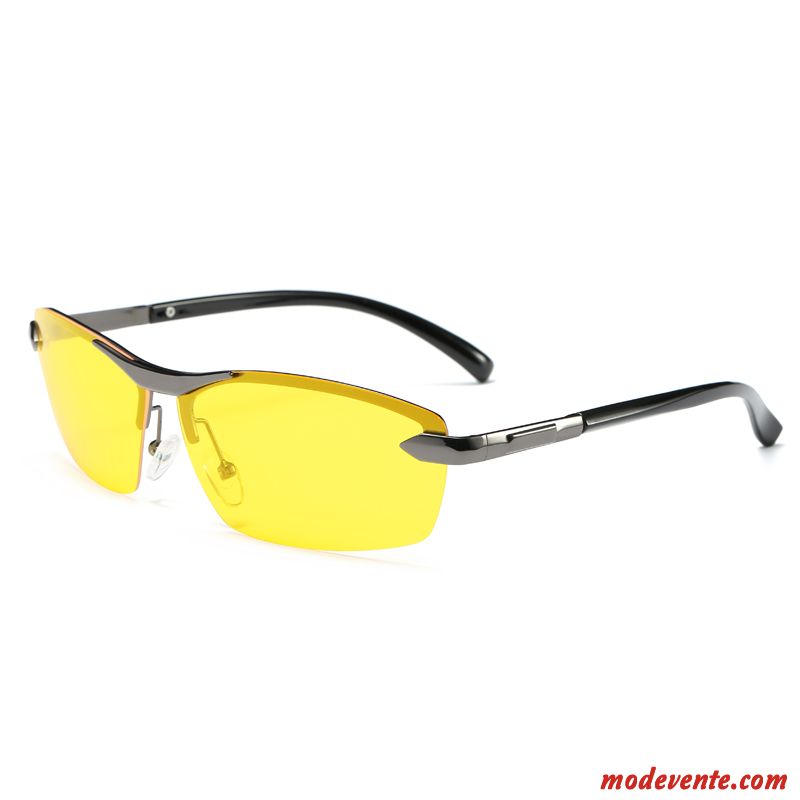 Lunettes De Soleil Homme Polarisant Conduire Femme Vision Nocturne Chauffeur Noir Gris