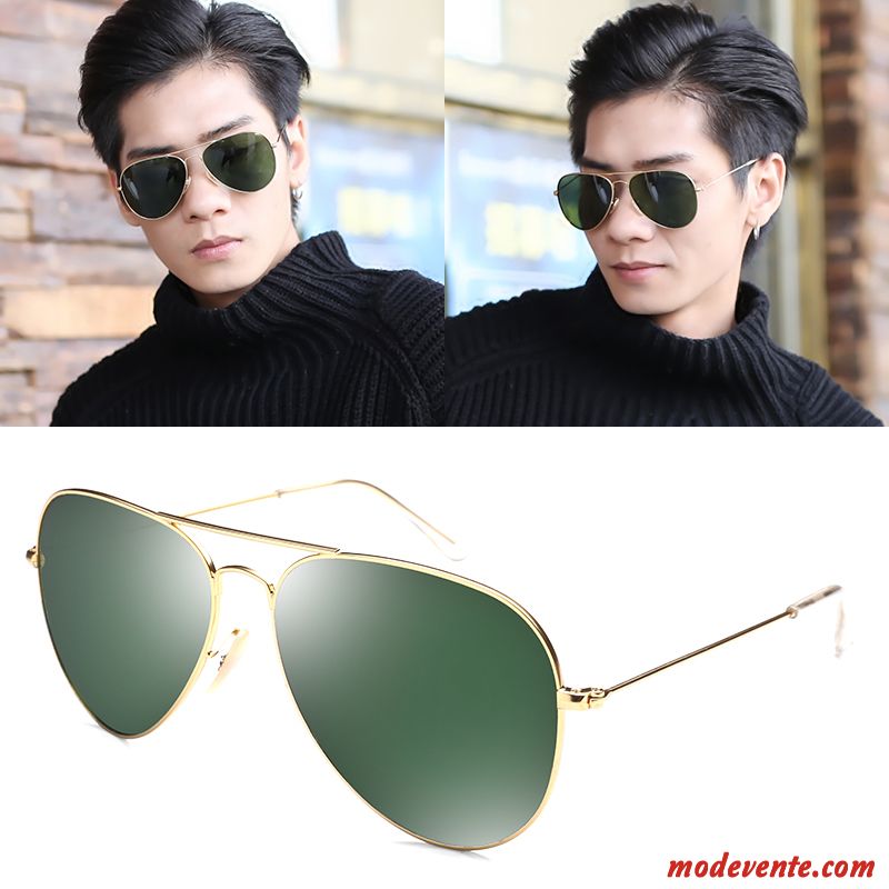 Lunettes De Soleil Homme Tendance Aviateur Femme Le Nouveau Verre Trempé Amoureux Violet Vert Or