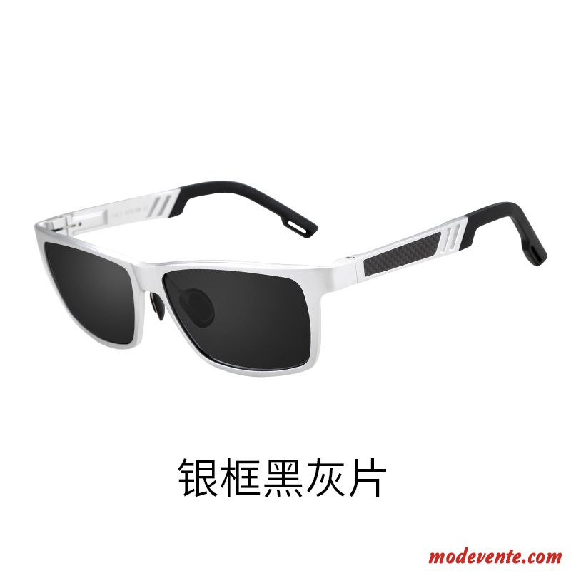 Lunettes De Soleil Homme Tendance Chauffeur Conduire Personnalité Noir Argent Gris