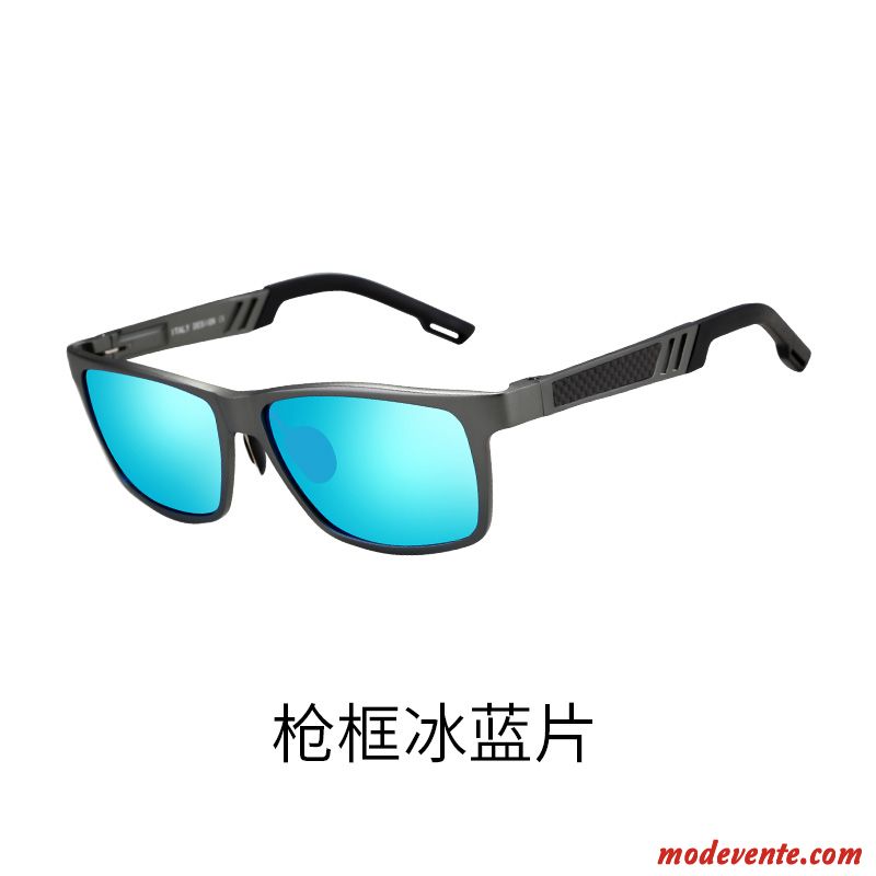 Lunettes De Soleil Homme Tendance Chauffeur Conduire Personnalité Noir Argent Gris