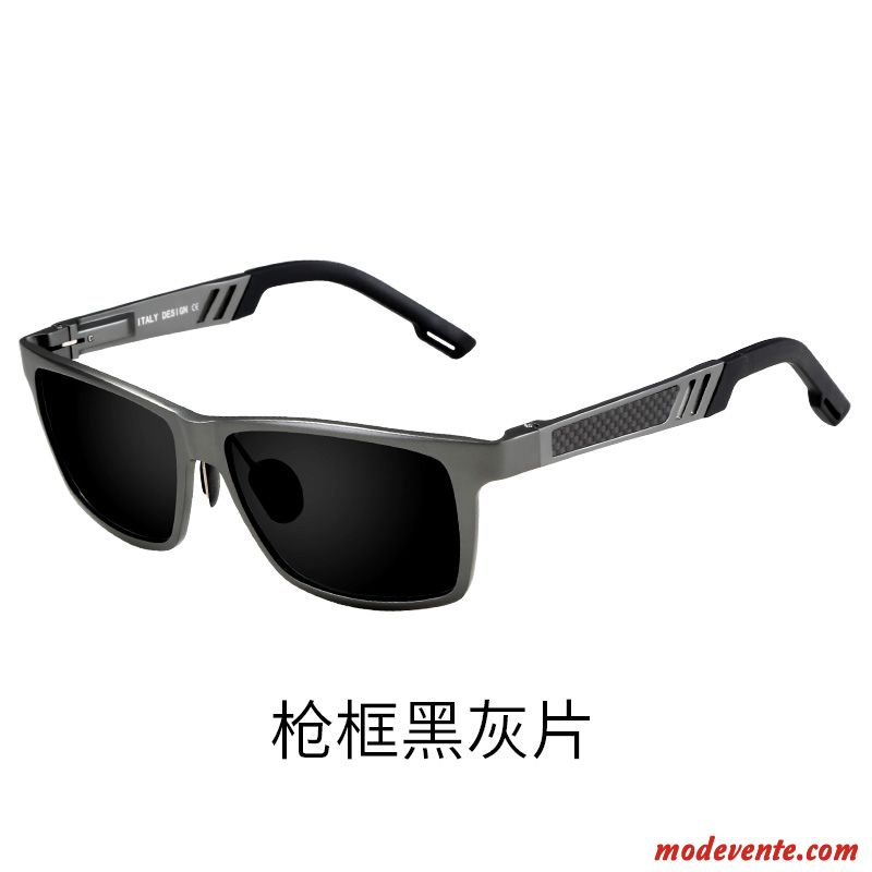 Lunettes De Soleil Homme Tendance Chauffeur Conduire Personnalité Noir Argent Gris