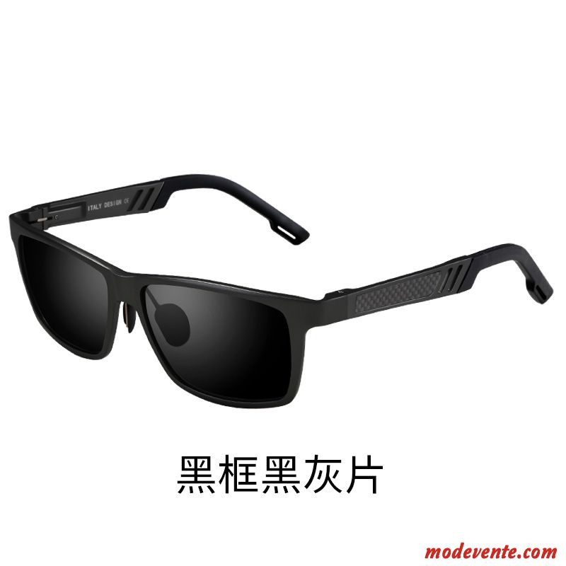 Lunettes De Soleil Homme Tendance Chauffeur Conduire Personnalité Noir Argent Gris