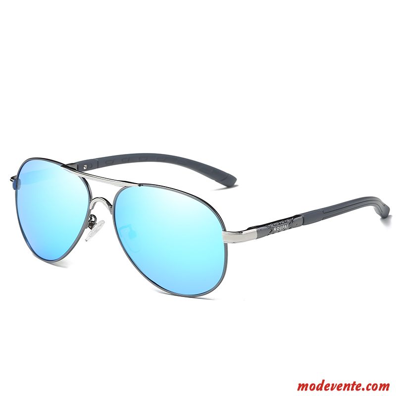 Lunettes De Soleil Homme Tendance Conduire Myopie Aviateur Femme Chauffeur Bleu Argent