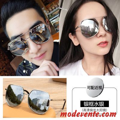 Lunettes De Soleil Homme Tendance Femme Le Nouveau Conduire Personnalité Aviateur Argent