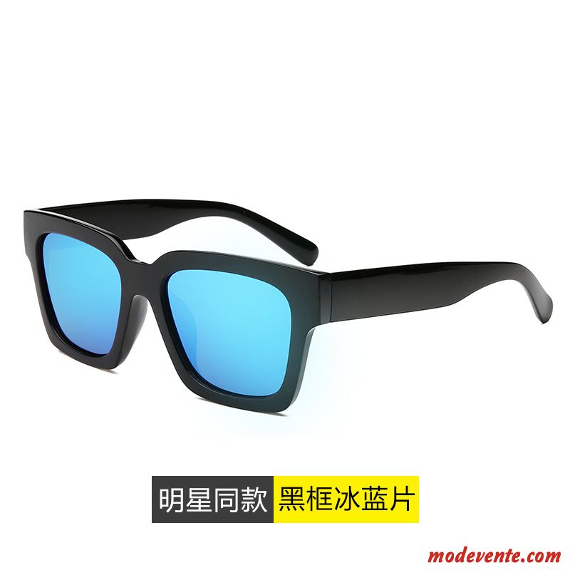 Lunettes De Soleil Homme Visage Rond Personnalité Rétro Femme Carré Chauffeur Bleu Noir