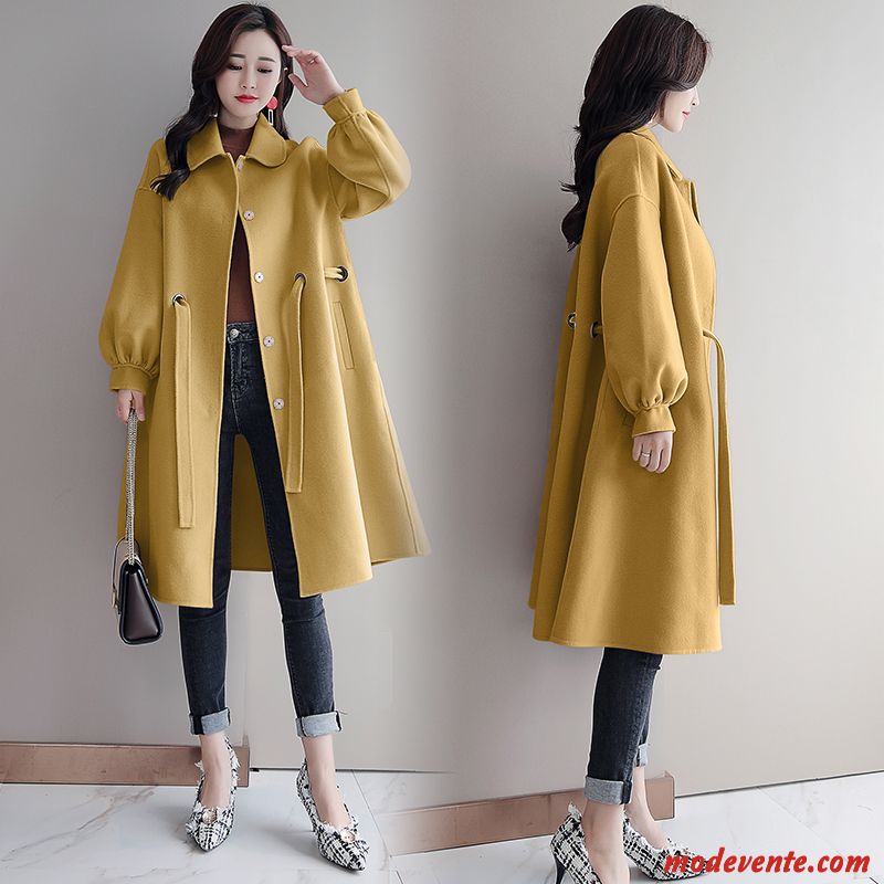 Manteau Femme Baggy Parka Tissu De Laine Grande Taille Manteau En Laine Hiver Rouge Jaune