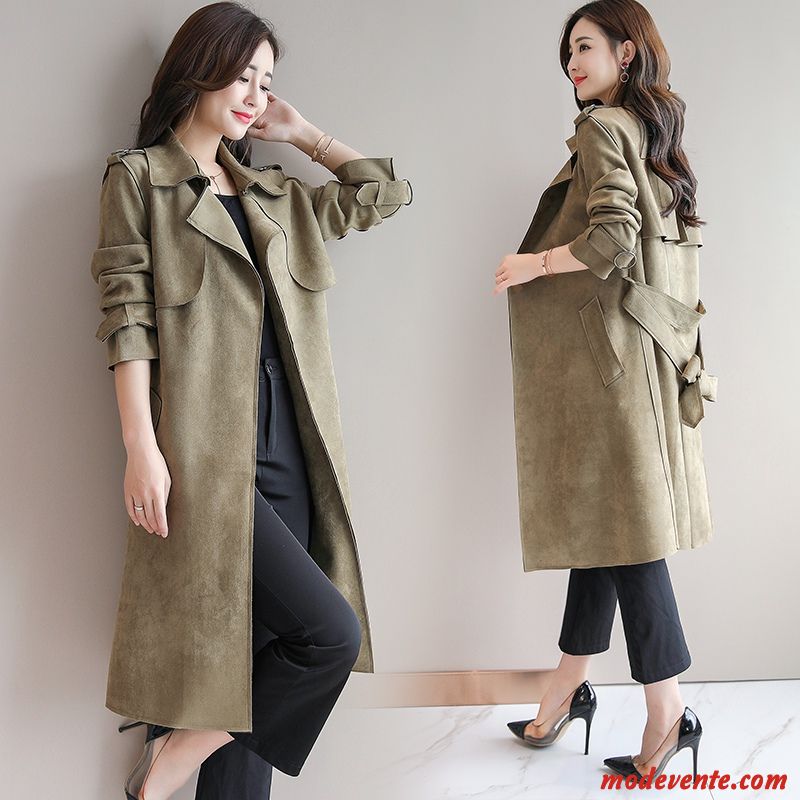 Manteau Femme Décontractée Longues Printemps Parka Coupe Vent L'automne Vert