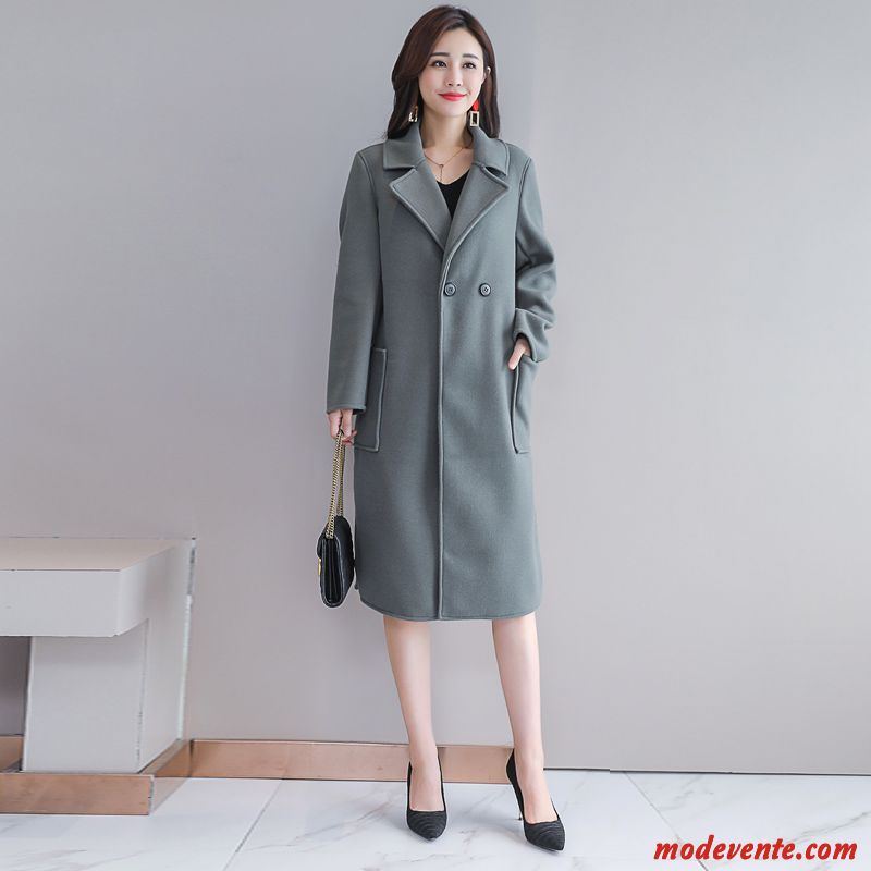 Manteau Femme L'automne Poche Gros Hiver Reversible Longue Vert