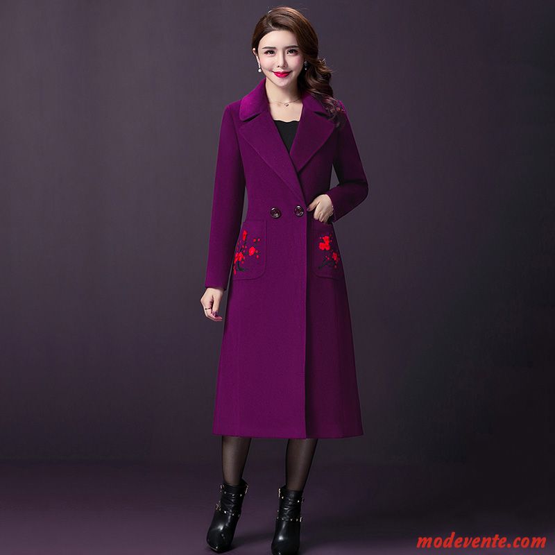 Manteau Femme Longue Anti-saison Maman Manteau En Laine La Laine Vêtements D'hiver Violet