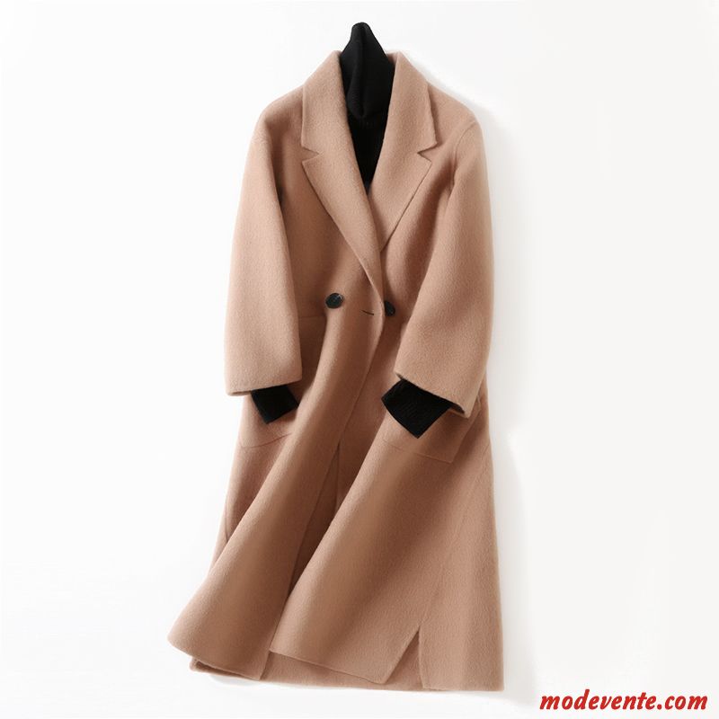 Manteau Femme Longue Parka Reversible Manteau En Laine Rouge