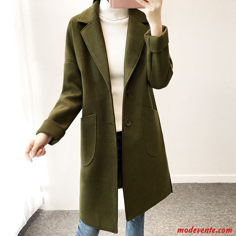 Manteau Femme Étudiant Clearance À Vendre L'automne Parka Manteau En Laine Tissu De Laine Vert