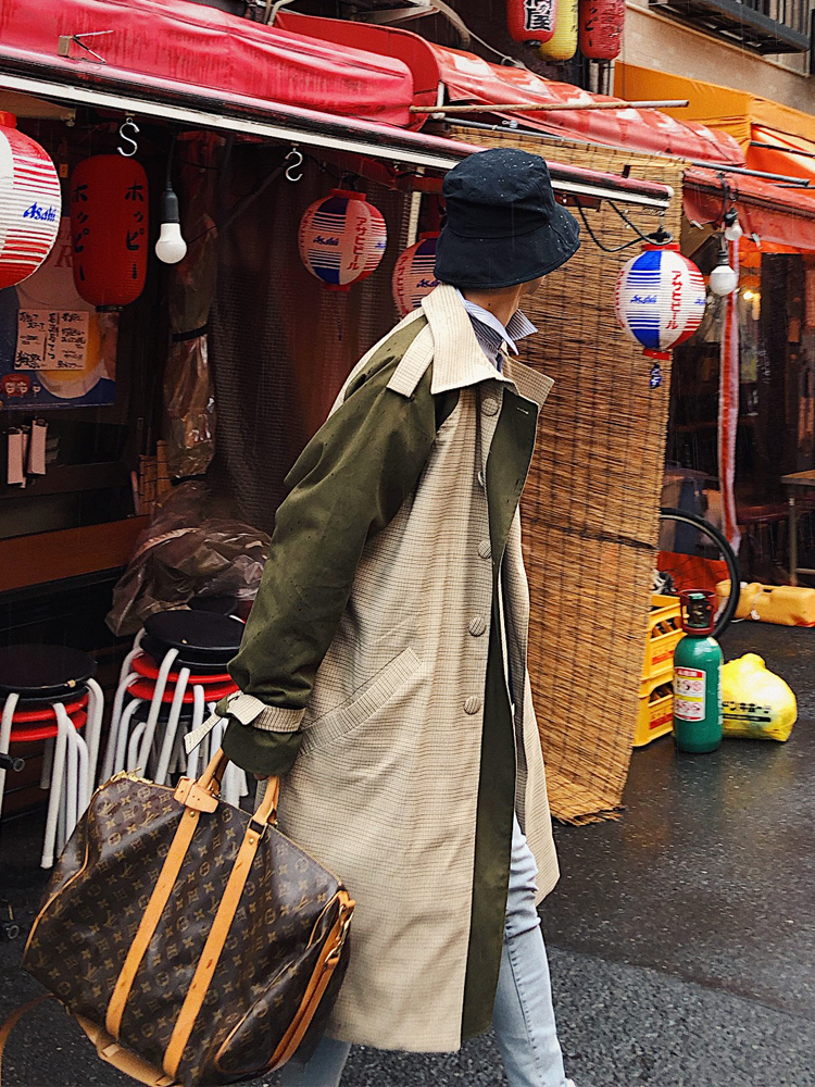 Manteau Homme Britanique Désign Épissure Longue Mode Tendance