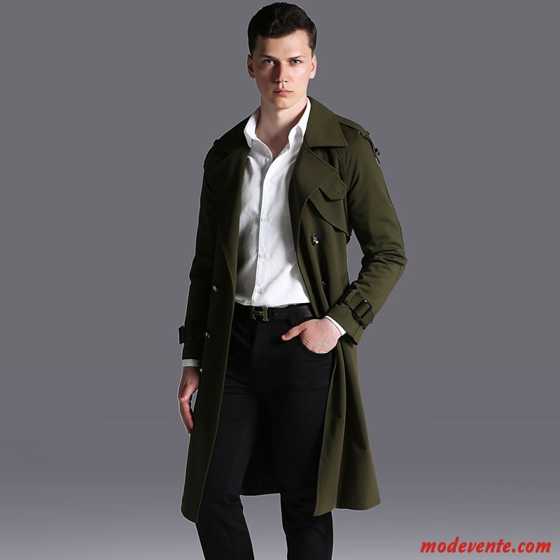 Manteau Homme Longue Parka Printemps L'automne Tendance Grande Taille Vert