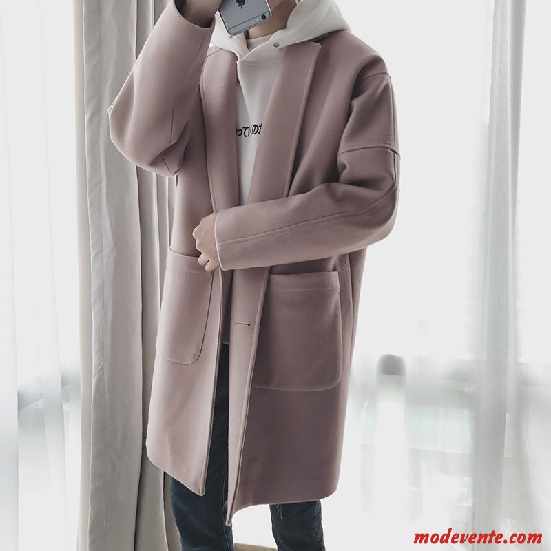 Manteau Homme Revers Roulé Hiver Parka Épaule Tombante Baggy Longue Pure Gris