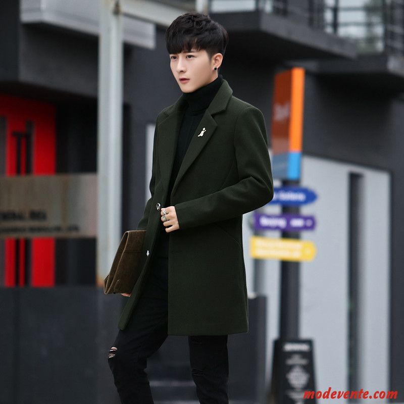 Manteau Homme Tendance Coupe Vent Tissu De Laine Slim L'automne Beau