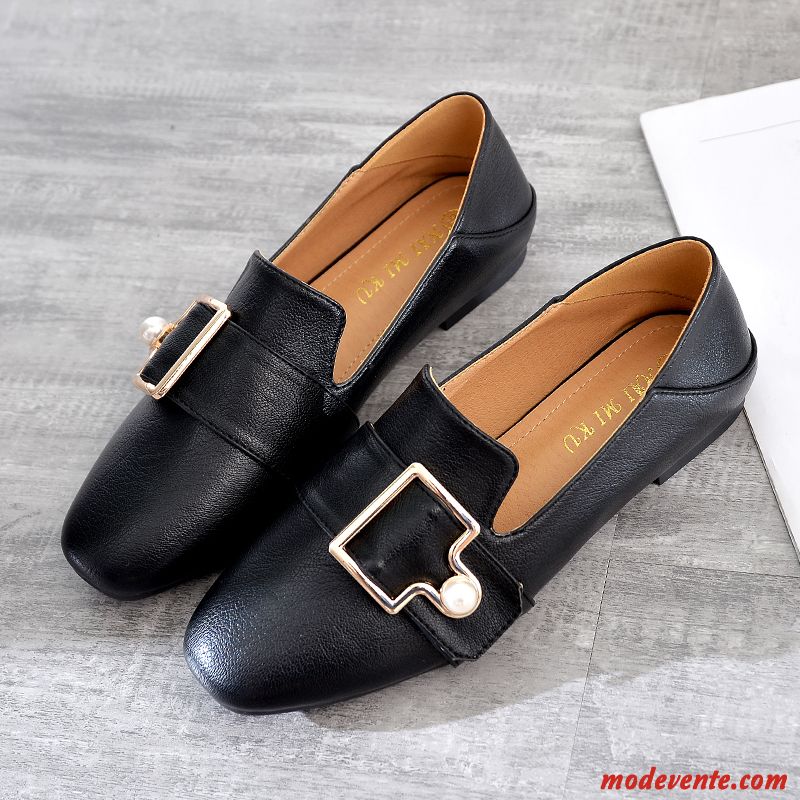 Mocassins Femme Angleterre Tous Les Assortis L'automne Slip-on Chaussures En Cuir Plates Noir