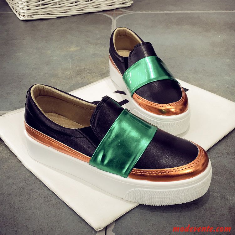 Mocassins Femme Bout Rond Printemps Derbies Flâneurs Décontractée Slip-on Vert