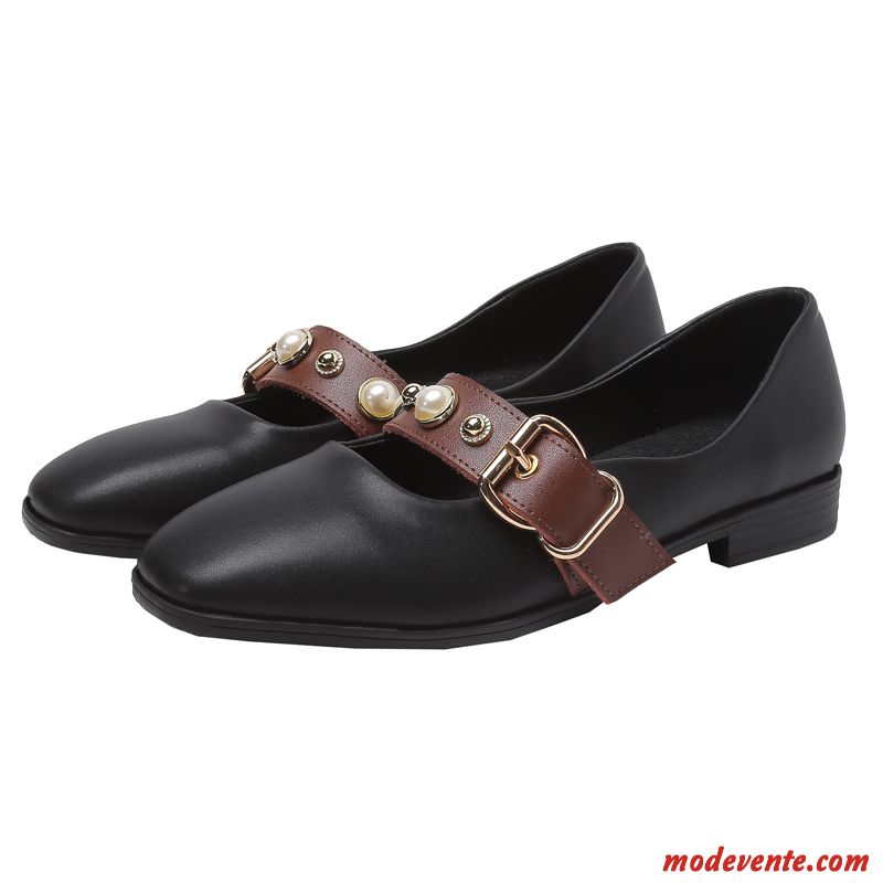 Mocassins Femme Derbies Slip-on Tous Les Assortis Plates Grande Taille Chaussures En Cuir Noir