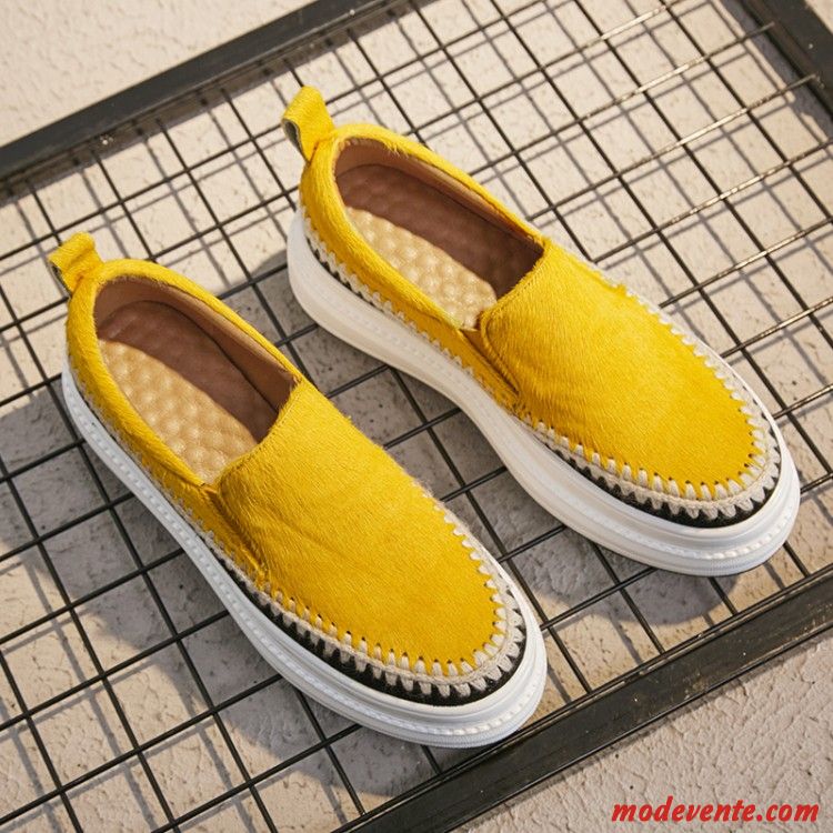 Mocassins Femme L'automne Plates Slip-on Décontractée Chaussures À Plateformes Semelle Épaisse Noir Jaune