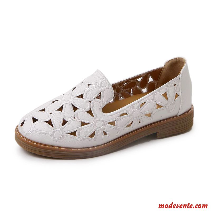 Mocassins Femme Mesh Plates Décontractée Respirant Derbies Tendance Blanc Rouge