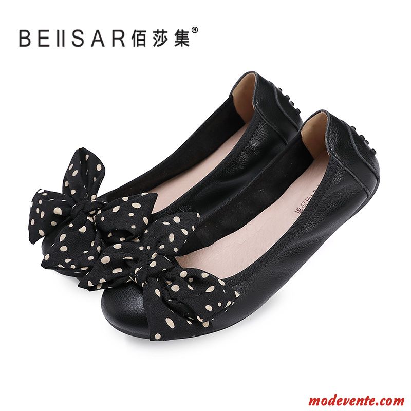 Mocassins Femme Semelle Doux Derbies Grande Taille Chaussures Plates Cuir Véritable Noir Clair