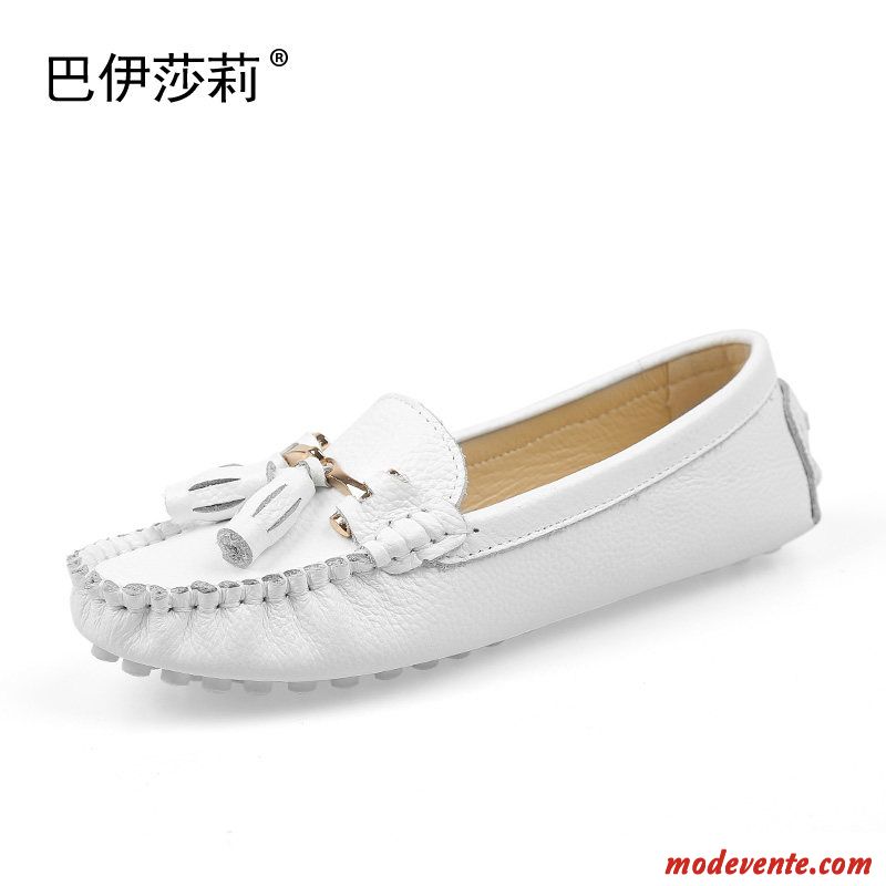 Mocassins Femme Semelle Doux Tous Les Assortis Conduite Plates Derbies Été Blanc