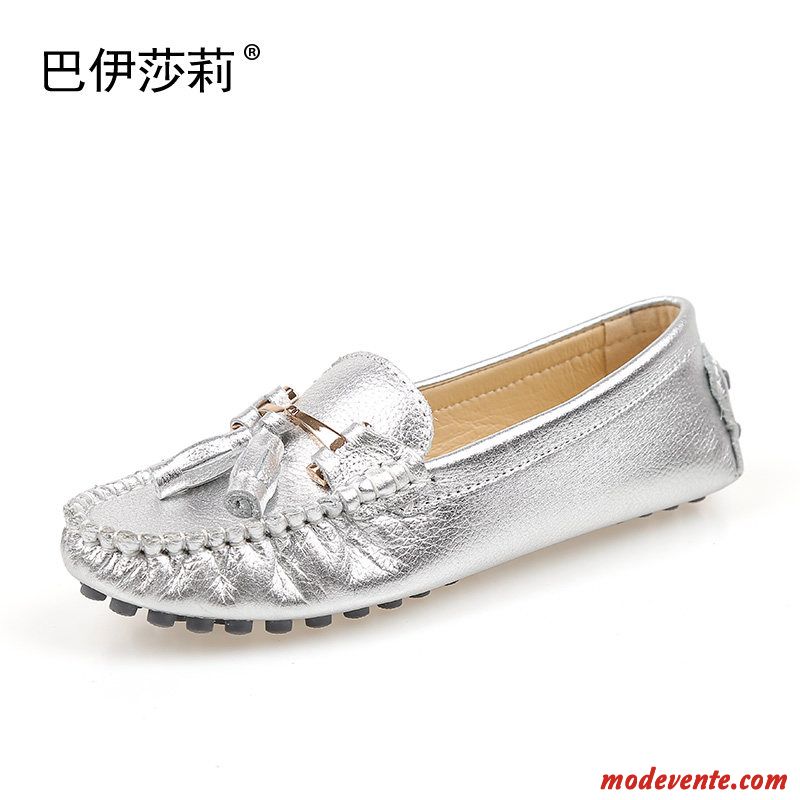 Mocassins Femme Semelle Doux Tous Les Assortis Conduite Plates Derbies Été Blanc