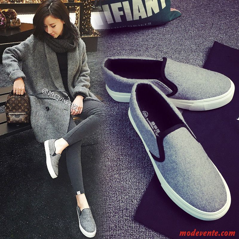 Mocassins Femme Semelle Épaisse Printemps Décontractée Tous Les Assortis Été Slip-on Noir Gris