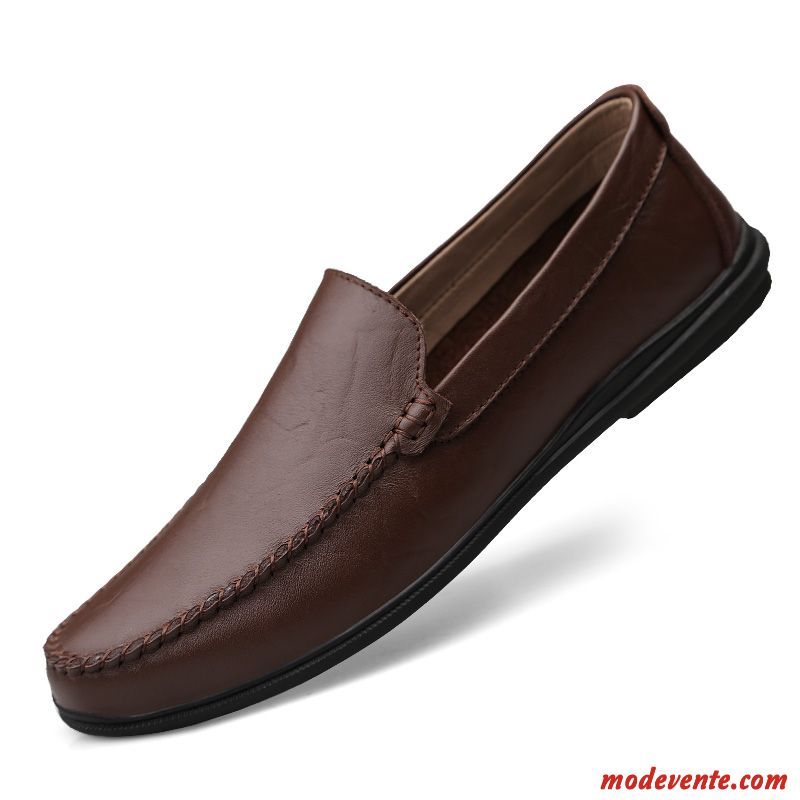 Mocassins Homme Angleterre Semelle Doux En Cuir Entreprise Cuir Véritable Chaussures En Cuir Noir