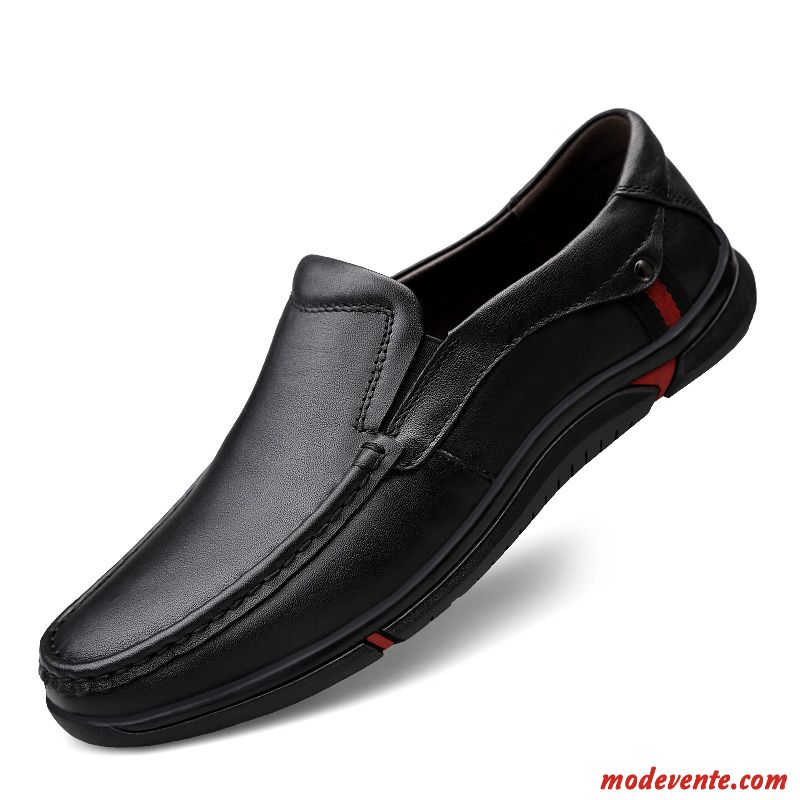 Mocassins Homme Chaussures En Cuir Cuir Véritable Slip-on Décontractée Printemps Semelle Doux Noir