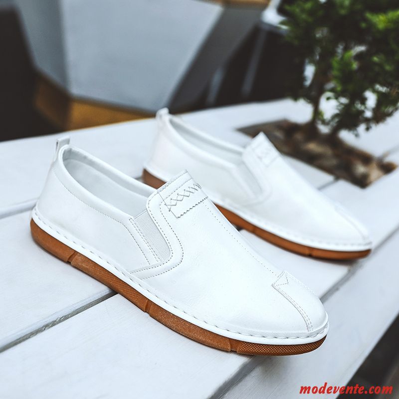 Mocassins Homme Chaussures En Cuir Décontractée Slip-on Respirant Été Tendance Noir