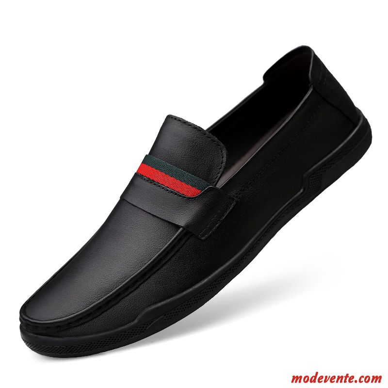 Mocassins Homme Chaussures En Cuir Respirant Flâneurs De Boîtier Jeunesse Tendance Noir