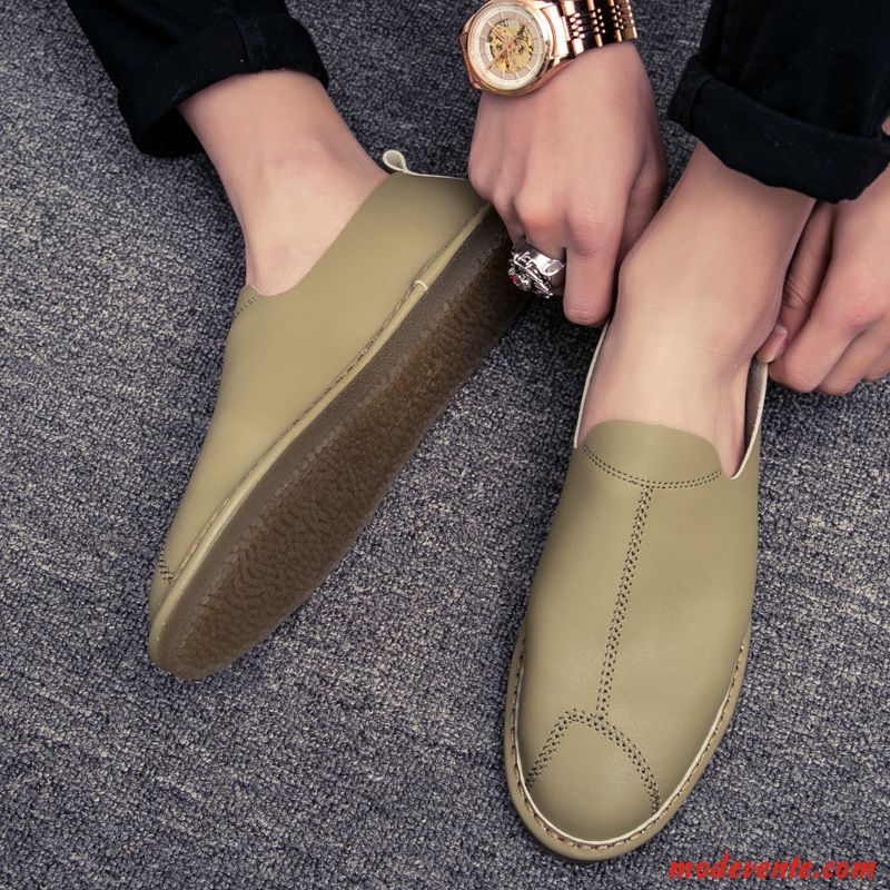 Mocassins Homme Chaussures En Cuir Tous Les Assortis Tendance Décontractée Angleterre Printemps Rouge