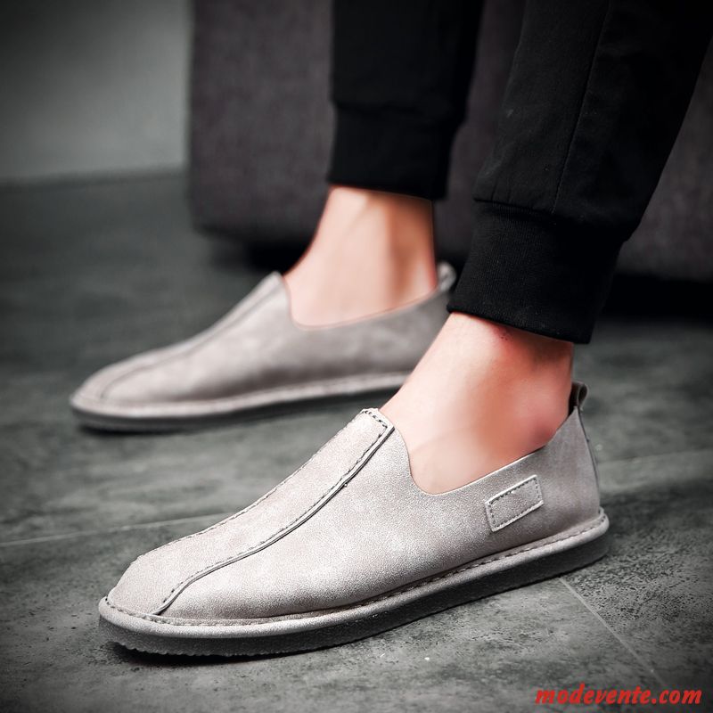 Mocassins Homme Chaussures En Cuir Tous Les Assortis Tendance Décontractée Angleterre Printemps Rouge